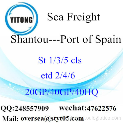 Shantou poort zeevracht verzending naar Port of Spain